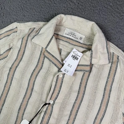 Abercrombie & Fitch Shirt Mens XS Cream Summer Linen Blend Camp Short Sleeve - Image 1 of 4