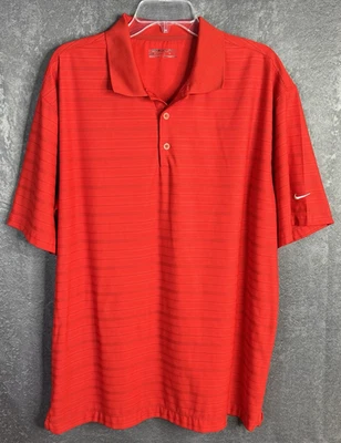 Camisa de golf Nike para hombre ajustada seca roja a rayas polo manga corta talla XL Foto 1 de 4