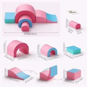 Soft Foam Toddlers Climbing Blocks 5Pc Crawl Climb Playset Foldable Block Tunnel - Picture 1 of 12