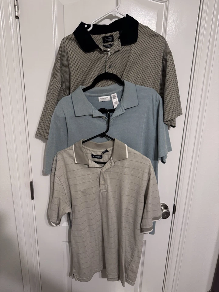 Лот из 3 винтажных поло мужские рубашки с воротником ретро повседневные смешанные стили - Изображение 1 из 4