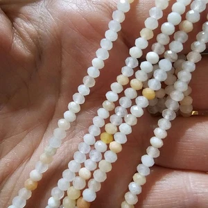 Cuentas de aventurina rosa natural, sin teñir, rondelle facetada de 4x3 mm, hilo de 15" - Imagen 1 de 2