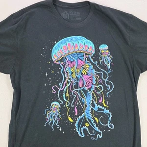 Camicia Into The Am adulto XL nera grafica stelle spaziali meduse oceano trippy  - Foto 1 di 10