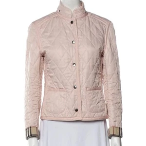 Burberry Gr. S gesteppte Bomberjacke hellrosa Preppy Old Money Nova Check Akzent - Bild 1 von 10