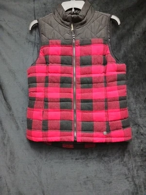 Chaleco tallado con volantes para mujer pequeño rojo negro búfalo a cuadros acolchado sin mangas al aire libre Foto 1 de 4