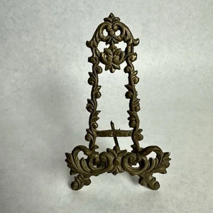 "Mini caballete de mesa de latón ornamentado de colección soporte de exhibición de imágenes de libro Art Nouveau 5""" - Imagen 1 de 6