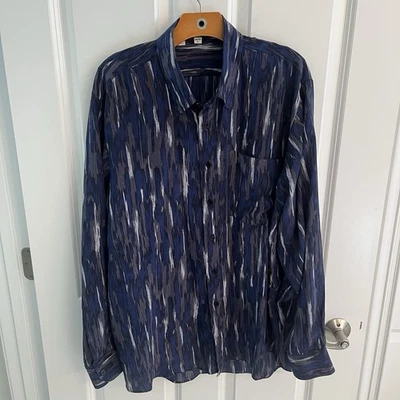 Vintage Bocci Italy Silk Button Up Shirt Men Large L Striped Long Sleeve Club - Image 1 of 4