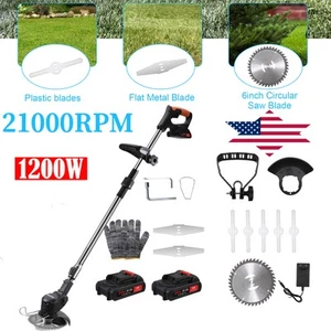 Cordless Electric Weed Lawn Eater Edger Yard Grass String Trimmer Cutter Mower - Picture 1 of 22