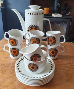 Studio J&G Meakin 6 Cup & Saucer Coffee Set With Coffee Pot, Jug & Sugar Bowl - Picture 1 of 12