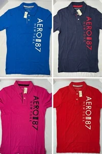 Aeropostale Herren Poloshirt Small Kurzarm Freizeit leicht Logo Oberteil - Bild 1 von 38
