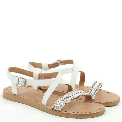 Sandali UGG Australia Jordyne in pelle taglia 10 bianco parete argento cinturino intrecciato