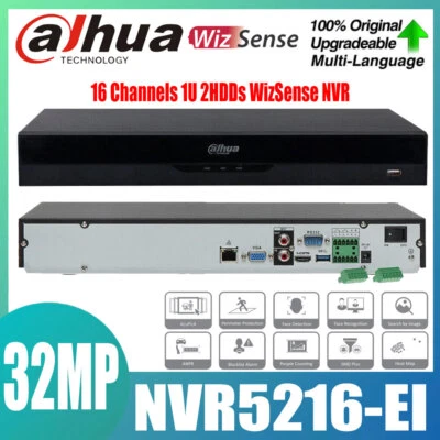 Dahua NVR5216-EI 32MP 16 Channels 1U 2HDDs 2SATA WizSense Network Video Recorder - Image 1 of 4