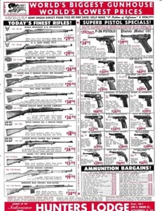1964 Hunters Lodge Gun Print-Ad / Luger/P-38/Enfield/Springfield/Mauser/Colt - Picture 1 of 1