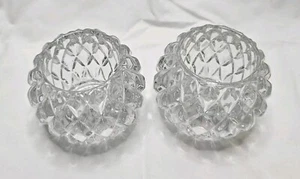 PARTYLITE ~ Heavy Crystal  ROCKPORT - Set of 2 Votive CANDLE HOLDERS - Picture 1 of 5