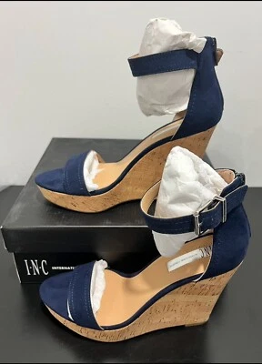 INC Womens NEW Blue Platform Cork Wedge Heels Shoes | Size 8 - Изображение 1 из 4