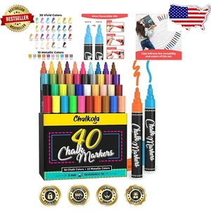 All-Purpose 40 Count Liquid Chalk Pens - Safe, Washable & Non-toxic for Everyone - Picture 1 of 11