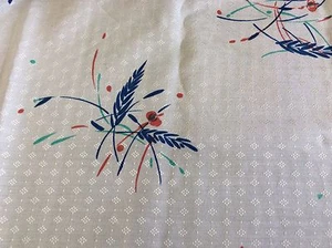 MARCUS BROS- BEIGE FLORAL WITH NAVY,GREEN & SALMON POLY COTTON- BY THE YARD - Picture 1 of 3