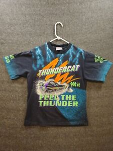 VTG Thundercat 900cc Feel The Thunder Lightning All Over Print Tee Size MED RARE