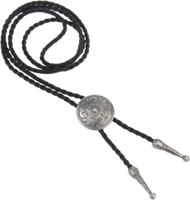 Western Black Bolo Tie for Men and Women,Native American Leather Bolo Tie String - Image 1 of 4