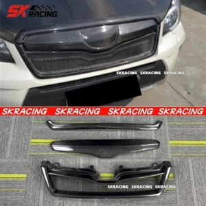 Real Carbon Fiber Grille Front Bumper Grill For Subaru Forester 2014-2018 3PCS - Picture 1 of 12