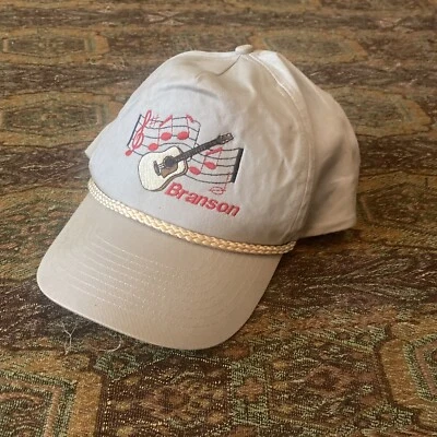 复古 90 年代布兰森密苏里卡车司机双扣帽音乐笔记吉他二手状况完好 — 第 1/4 张图片