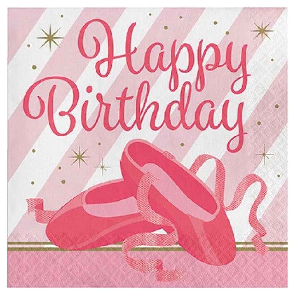 Ballerina Party Supplies Twinkle Toes Lunch Napkins Happy Birthday 16 Pack Girl - Image 1 of 1