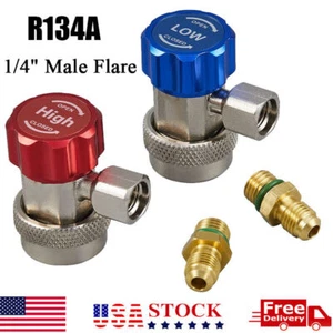 A/C R134A Quick Coupler Connector Adapters High/Low Manifold AC Gauge Auto Set - Bild 1 von 6