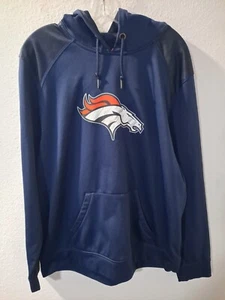Majestic Therma Base NFL Denver Broncos Men Blue Pullover Long Sleeve Hoodie XL - Picture 1 of 10