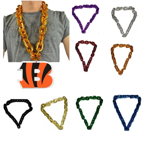 New NFL Cincinnati Bengals Fan Chain Necklace Foam - PICK YOUR CHAIN COLOR Cover