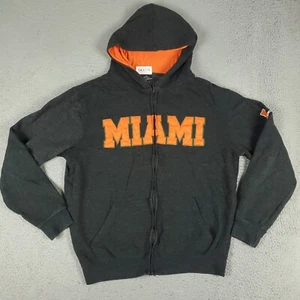Miami Hurricanes UM Sweater Mens Medium Gray Full Zip Hoodie Sweatshirt - Picture 1 of 8
