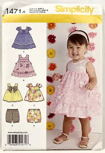 2014 Simplicity Sewing Pattern 1471 Baby Girls Dress Top Bloomers NB-18 Mo 13327 - Picture 1 of 2