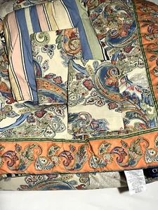 CHAPS CORAL SANDS Paisley Rayas Edredón Cama Falda Almohada Fundas Talla King RARO - Imagen 1 de 13
