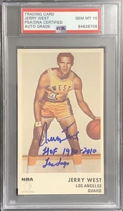 Jerry West Signed 1972 Icee Bear Card Lakers NBAPA HOF Insc PSA/DNA Auto Mt 10 - Picture 1 of 2