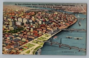 Postal del distrito comercial acorazado Portland Oregon OR vista aérea 1930-45 - Imagen 1 de 2
