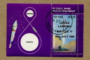 NAGALAND NASA The Moon Program 1969 SINGLE CANCELLED STAMP SHEET - Picture 1 of 2