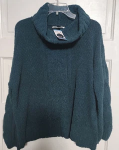 Maglione collo cappuccio ciniglia Seven7 taglia large colore verde acqua morbido 100% poliestere - Foto 1 di 8