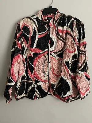 MSK Womens Plus Size 1X Jacket Multi Color Long Sleeve Sequins - Image 1 of 4
