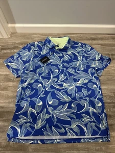 Good Good Golf Performance Polo Shirt Sz XL Lush Leaves Blue Floral NWT - Picture 1 of 8