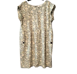 Monteau Los Angeles Kleid gesmokt Leinen Damen große Blumen Taschen - Bild 1 von 14