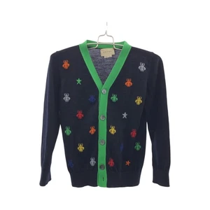 GUCCI Bee Embroidery cardigan Navy Multicolor cotton GG - Picture 1 of 10