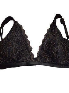 Frederick's of Hollywood Women's Bra, Bralette, NWT Black w Gold Size Large - Picture 1 of 6