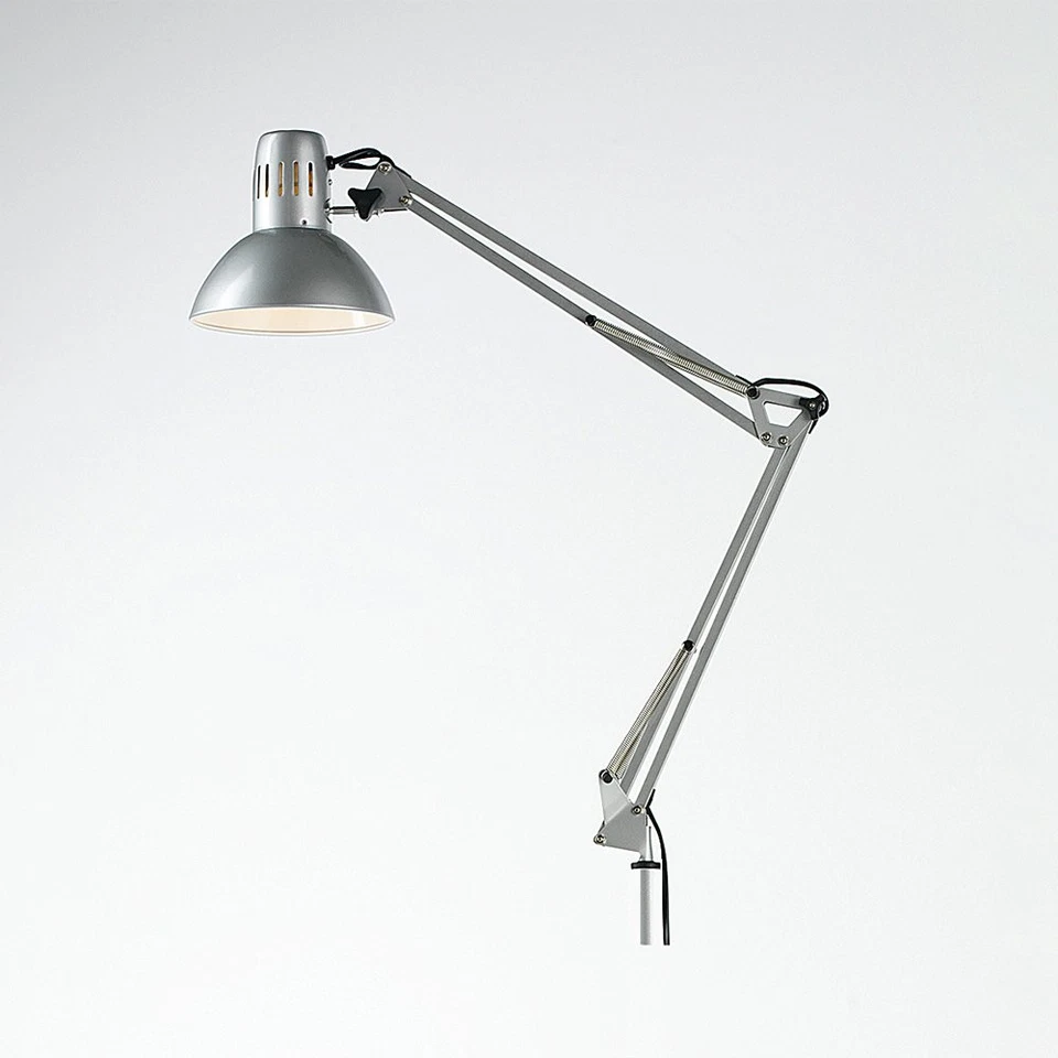 Lampada Da Scrivania Moderna Arc Metallo Argento 1 Luce E27 - Immagine 1 di 1