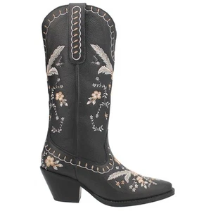Dingo Full Bloom Floral Round Toe Cowboy Womens Black Casual Boots 01-DI939-BK - Picture 1 of 5