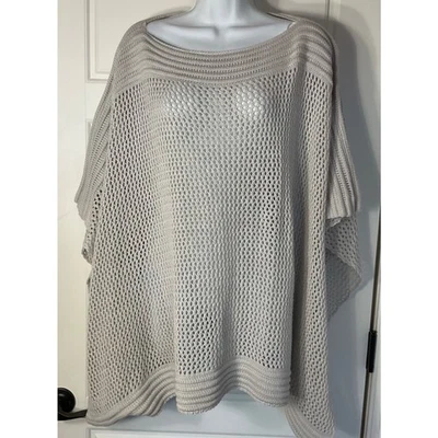 Poncho Bongo Beige Tejido Abierto Encogerse de hombros/Poncho Boho Campesino Casa XL Foto 1 de 4