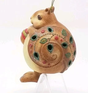 SELTEN Vintage 4" FUNKELNDES Eichhörnchen mit Nuss Handtasche Weihnachtsschmuck Porzellan süß - Bild 1 von 8