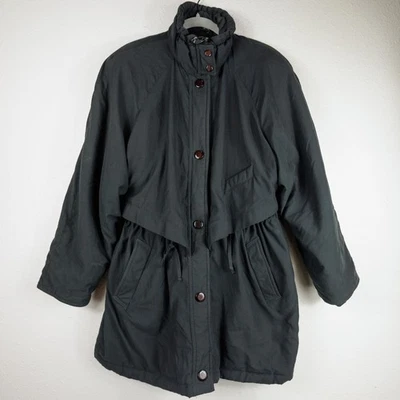 Abrigo Larry Levine Negro Talla Grande L Microfibra Botones a Presión Foto 1 de 4