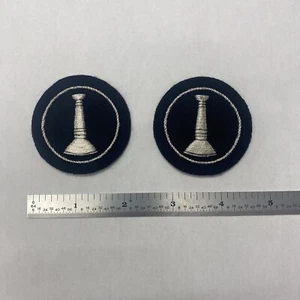 1 Bugle Lieutenant Fire Department Insignia- Hand Embroider-Silver On Black Pair - Picture 1 of 3