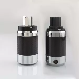 Carbon Fiber Rhodium Plated AU 15A AC Plug Mains Connector DIY Hifi Power Cable - Picture 1 of 7