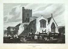 WOOBURN CHURCH. Nr.MARLOW, BUCKINGHAMSHIRE, original antique print 1822 