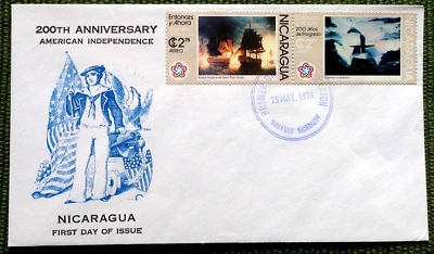 NICARAGUA - 1976 200th ANNIVERSARY OF AMERICAN INDEPENDENCE - 2V - FDC - Image 1 of 4