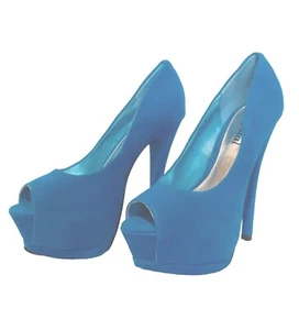 CRYSTAL TURQUOISE FAUX SUEDE CONCEALED PLATFORM HIGH HEEL/STILETTO SHOES Size 5 - Bild 1 von 7